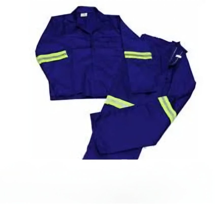 Two Piece Workwear Overall with Reflective Tape in a vibrant blue color, designed for safety and functionality. It features prominent yellow reflective tape on the sleeves and legs for enhanced visibility in low-light conditions