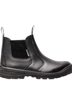 TerraPod Chelsea Safety Boots Black features a steel toe cap resistant to 200 Joules of impact, providing robust protection against falling objects and compression.  Sole: Equipped with a dual-density injected Polyurethane (PU) sole from BASF, which offers slip-resistance, heat-resistance, shock absorption, and resistance to acids and oils